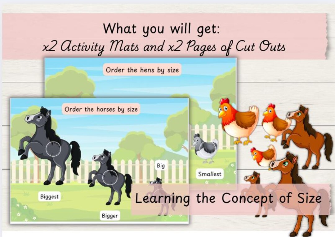 Farm Animal Matching by Size for Preschool Activities Printable ...