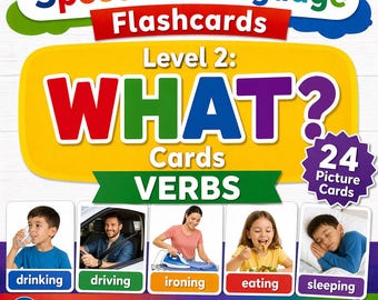 Verbs Flash Cards for Parents | Preschool Toddler Speech Printable | Action Words Cards