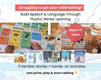 Winter Story Aktivitätspaket | Sprech- & Sprachspiele | Kleinkind Vorschule druckbar, Homeschool