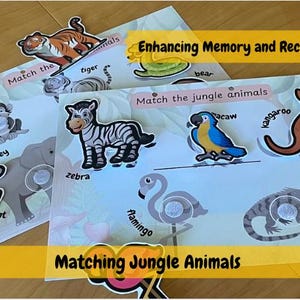 Jungle Animals Matching Game: Preschool Montessori Activity (Digital Download)