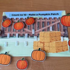Pumpkin Patch Counting Game: Preschool Montessori Fall Activity (PDF Download)