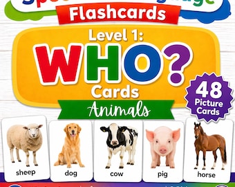 Who? Animal Flash Card Set for Toddlers & Preschoolers – Jungle, Farm, Vocabulary Cards | Speech Therapy