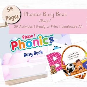 Phonics Phase 1 Busy Book for Pre School children's Learning Binder for Busy Binder for Homeschool Learning Quiet Book for Kids Learning ABC