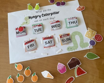 Very Hungry Caterpillar Days of the Week Activity for Toddlers | Food Matching Printable | Preschool Speech