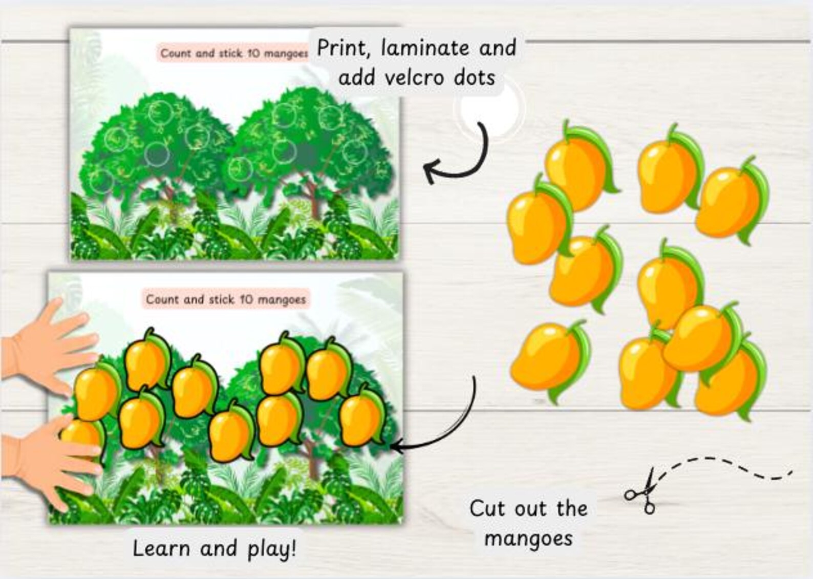 Preschool Counting Mangoes Printable: Montessori Homeschool Activity ...