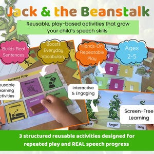 Jack & die Beanstalk Kleinkind-Aktivitäten | Hilfe zur Sprachverzögerung | Autismus Vorschule druckbare | Homeschool Lernen