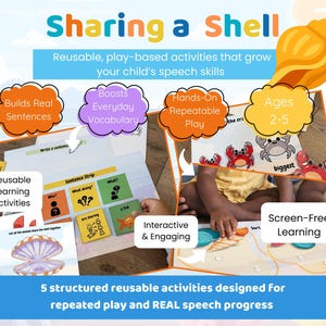 Voorschoolse activiteiten van Shell delen | Ocean Speech & Language Learning | Afdrukbaar thuisonderwijs