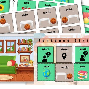 Sala de estar WH Conjunto de terapia da fala semântica colorida: imprimíveis sobre autismo pré-escolar e atraso na fala