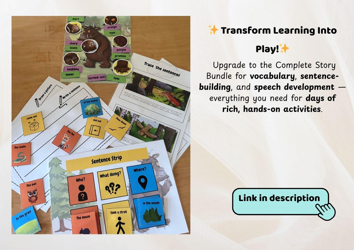 The Gruffalo Preschool Character Description Printable for Homeschool ...