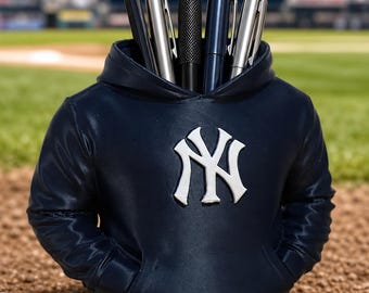 New York Baseball Fan Inspiried Sweatshirt Pen Holder, Yankees-Inspired Desk Organizer, Fan Gift, Desktop Pen Cup, Office Decor - 3 Colors!