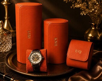 Personalized Leather Watch Box, Custom Leather Watch Case, Wedding groomsmen gifts, Watch travel case, Custom Valentine Gift, Gift for Him
