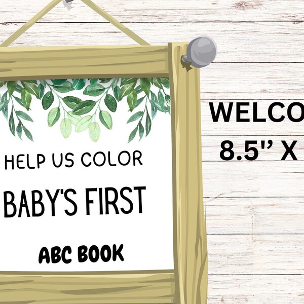 ABC Baby shower coloring book, Baby's First ABC Book, Alphabet book, Baby shower game or activity, printable, Baby Shower Games, Baby's Game