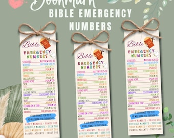 Bible Emergency Numbers Bookmark Printable, Emergency Bible Verse Bookmark, Scripture Emergency Numbers, Bible Verse Phone Numbers Bookmark