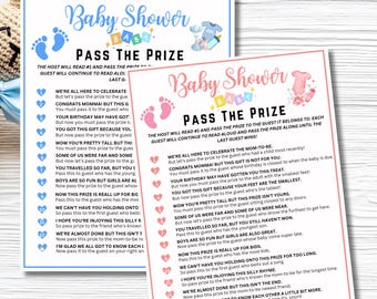 Pass the Prize Rhyme Game Baby Shower Game, Pass the Gift Poem, Baby Pass the Prize Game, Who Said It Game Baby Shower, Left Right Baby Game