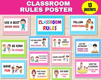 Classroom Rules Printable | Daycare Rules | Classroom Rules | Daycare Classroom Rules Posters Download PDF | Behavior Rules I Pre-K Rules