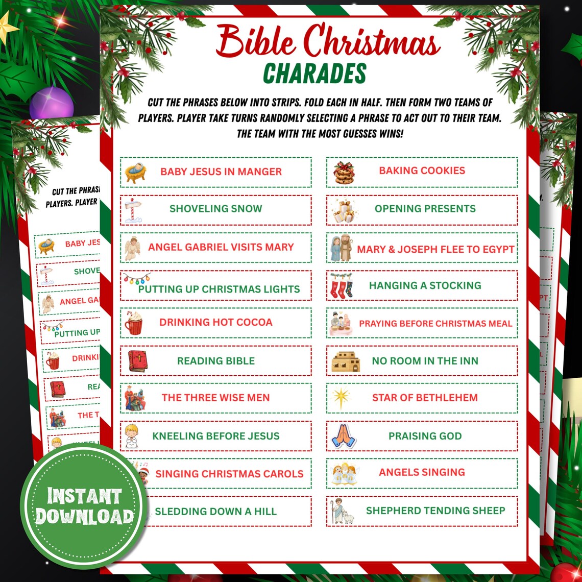 Bible Christmas Charades Game | Printable Nativity Activity (digital ...