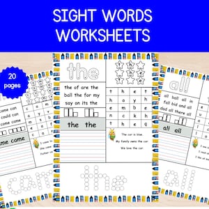 Sight Words Worksheets. Printable Sight Words  Kindergarten-1st Grade Handwriting and Spelling Activity