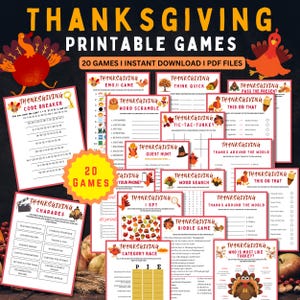 Thanksgiving Printable Games | Thanksgiving Games Bundle | Thanksgiving Kid Games | Thanksgiving Trivia Games | Friendsgiving Games
