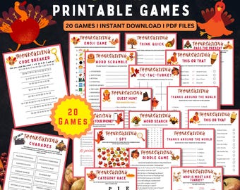 Paquete de juegos de Acción de Gracias / 20 actividades imprimibles (PDF)
