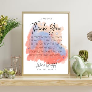 Carta de agradecimiento para padres, regalo de fin de año, para maestros de guardería, arte de pared para el día del maestro, imprimible