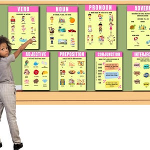 Parts of Speech Posters I Grammar Posters I Classroom Decor I School Posters I Boho Themed I Word Wall I Bulletin Board Display, Posters