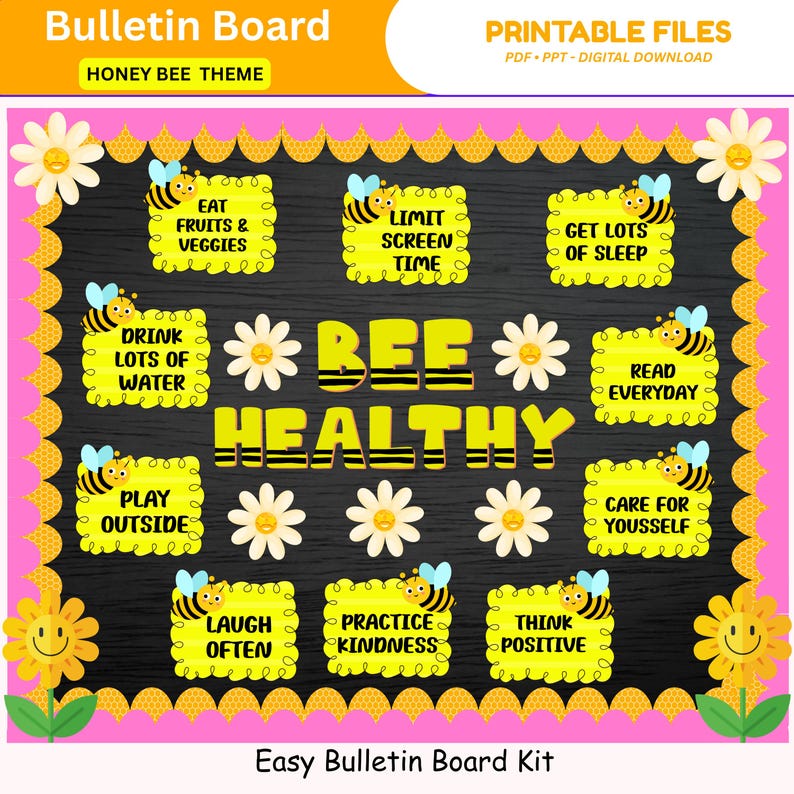 Bee Theme Healthy Bulletin Board Kit: Classroom Decor (digital Download ...