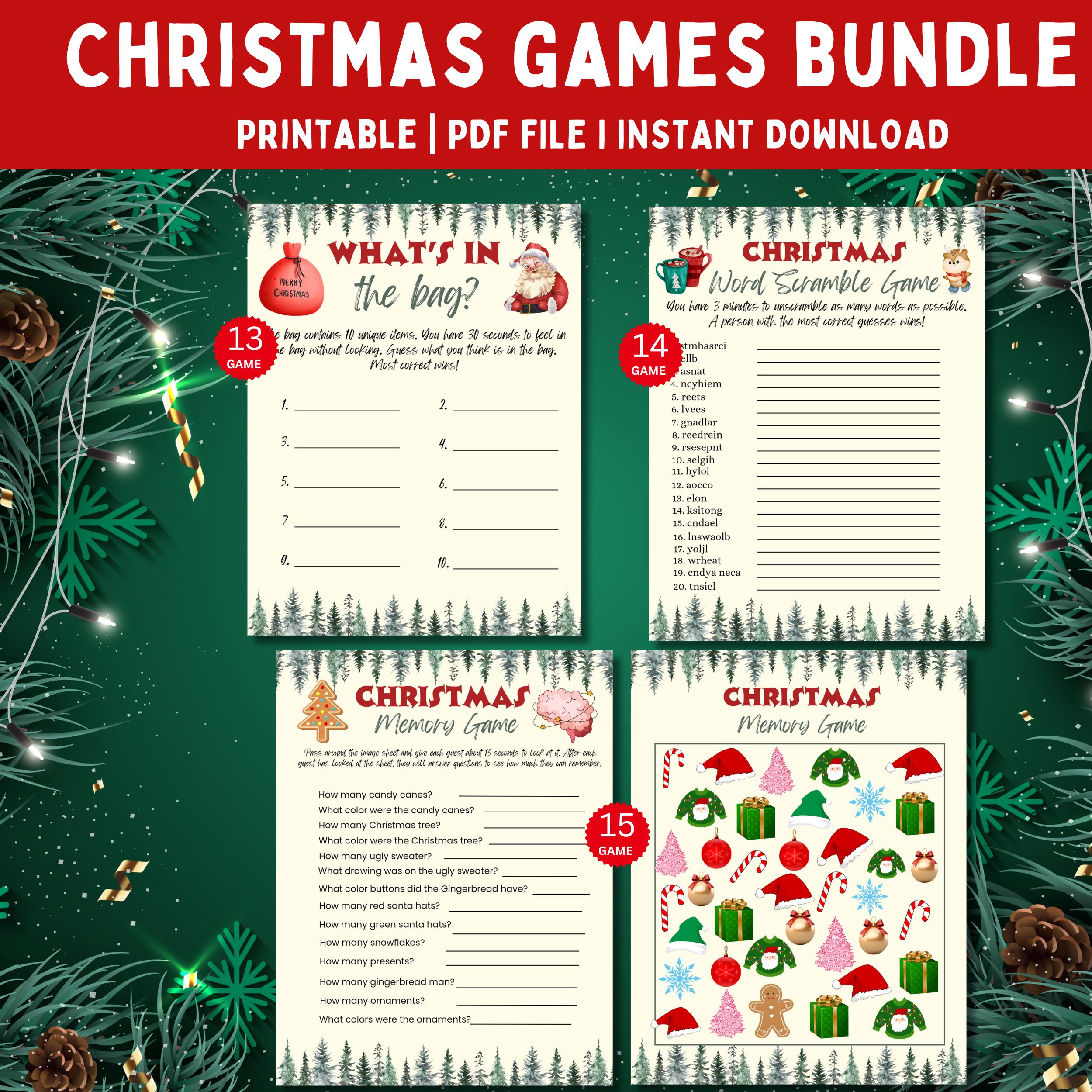 Printable Christmas Games Bundle | Family Holiday Party (PDF) - Etsy