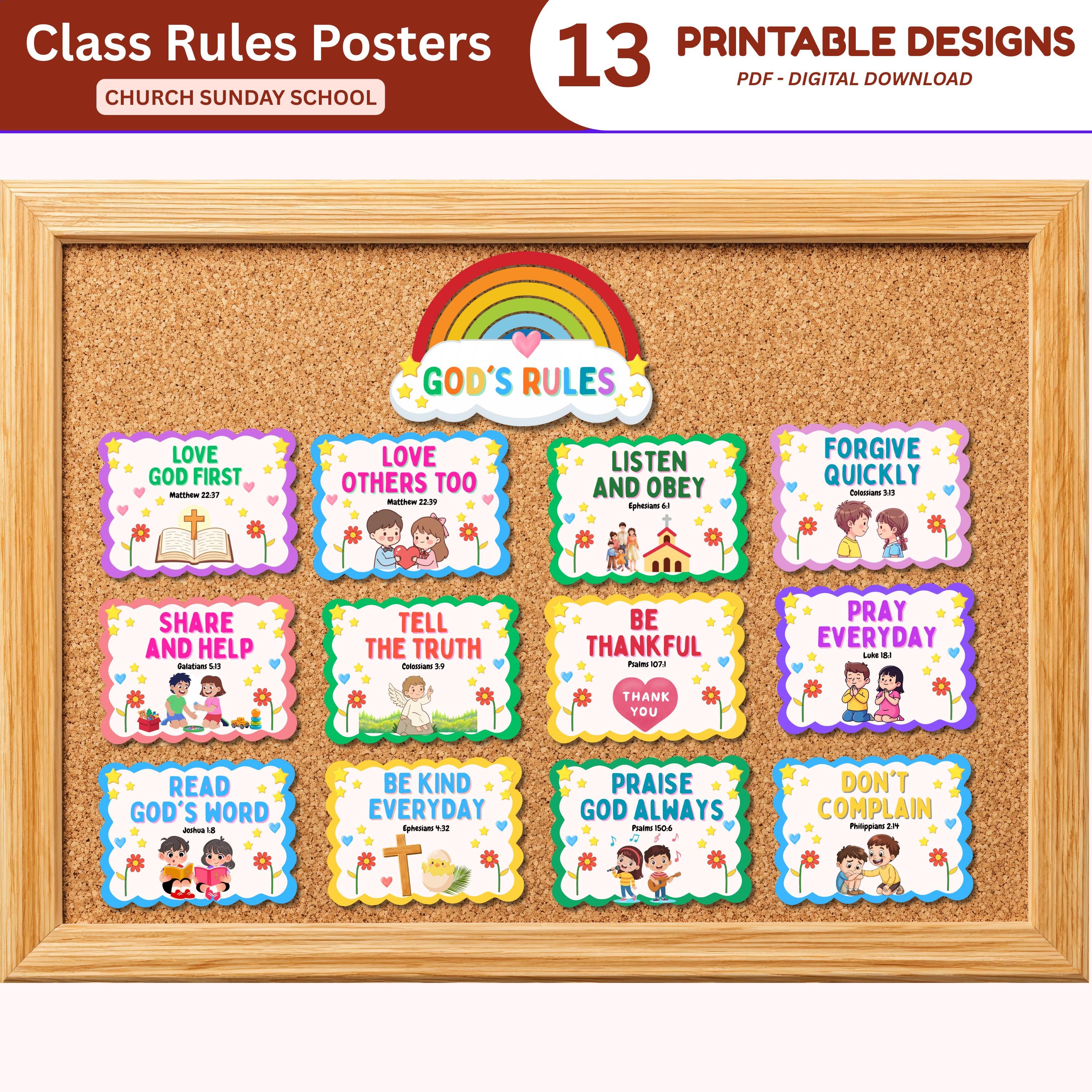 Christian Classroom Rules Posters: God's Rules for Kids (digital ...