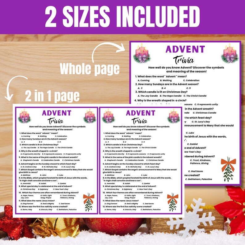 Advent Trivia Bible Game Printable, Advent Quiz, Advent Game for Kids ...