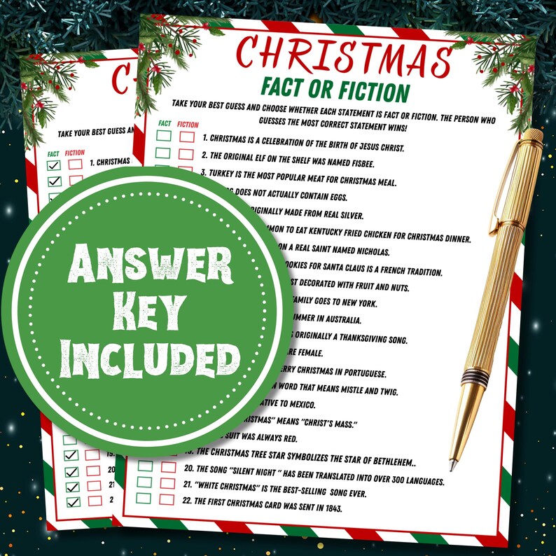 Printable Bible Christmas Fact or Fiction Game (digital Download) - Etsy