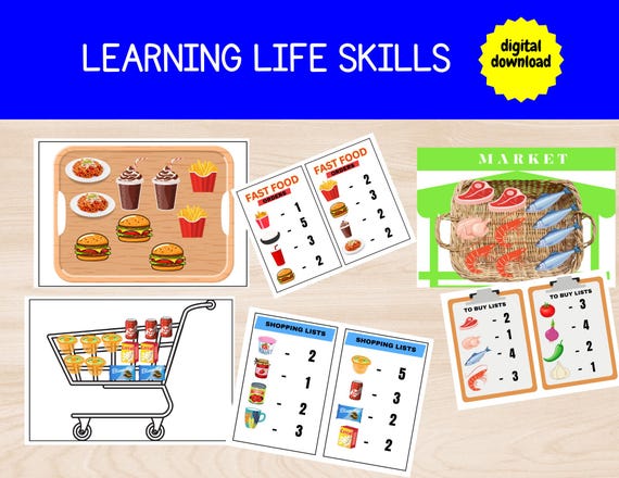Kids Life Skills Activity Game, Learning Practice Set (Digital Download)