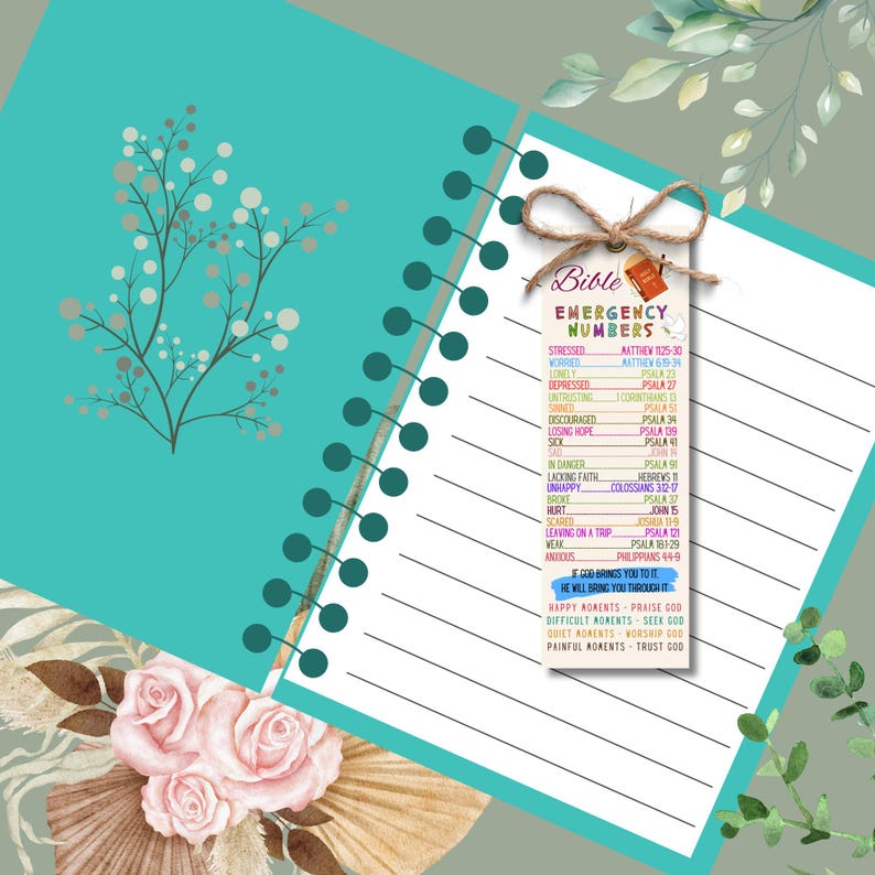 Bible Emergency Numbers Bookmark Printable, Emergency Bible Verse ...