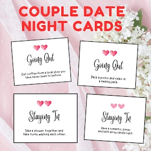 96 druckbare Date Night Karten, Date Night Gutscheine, Nachtkarten für Paare, Hochzeitsgeschenk, Jubiläumsgeschenk, Hochzeitsgeschenk, Paar Date Night Karte