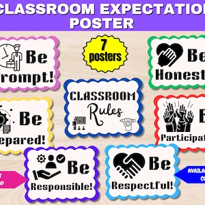 Classroom Expectations Poster, Classroom Rules Poster, Bulletin Board, Printable Classroom Rules, Behaviour Rules, Grade School Rules
