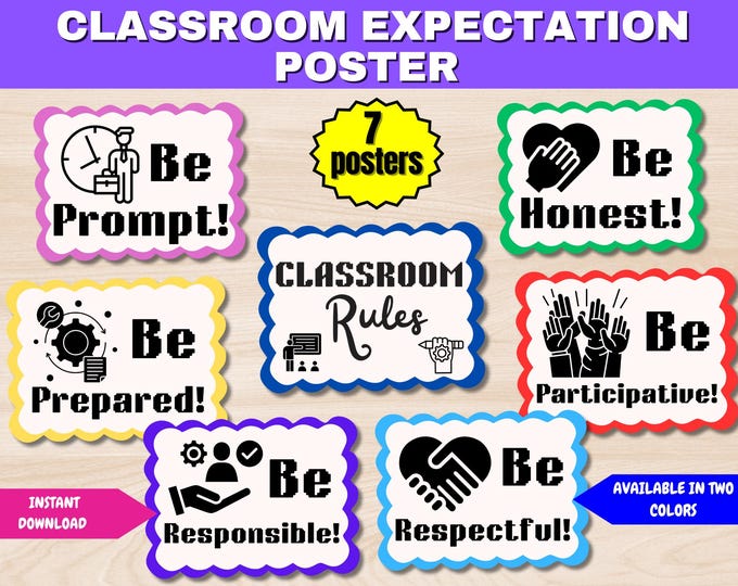 Bee Themed Classroom Rules Posters Printable - Class Rules for ...