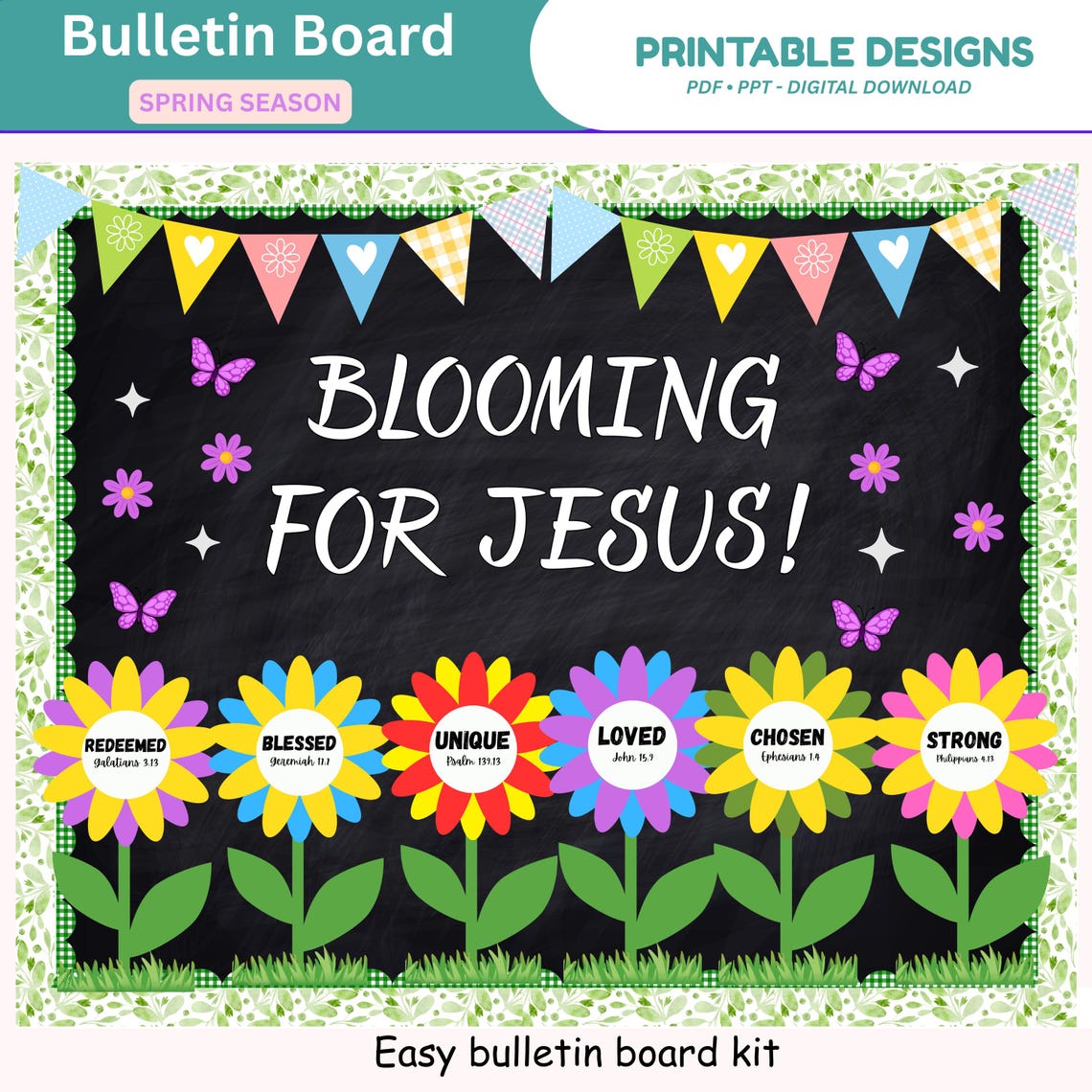 Christian Blooming for Jesus Bulletin Board Kit (digital Download) - Etsy