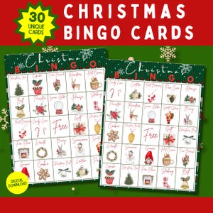 Christmas Bingo, 30 Christmas Bingo Cards, Christmas Games, Christmas Activity, Kids Christmas Party Game, Christmas Classroom Activity