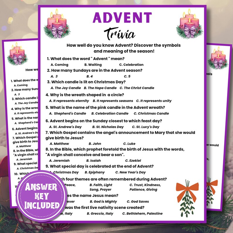 Advent Trivia Bible Game Printable, Advent Quiz, Advent Game for Kids ...