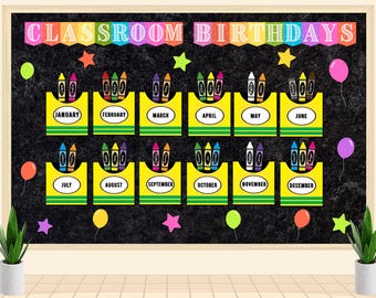 Crayon Theme Birthday Bulletin Board Classroom Display Kit