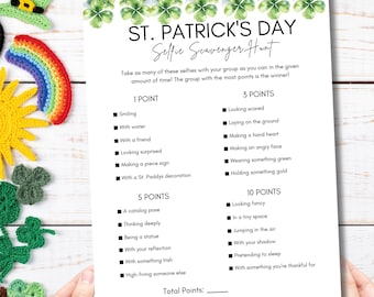 St. Patrick's Day Selfie Scavenger Hunt | Printable Party Game (Digital Download)