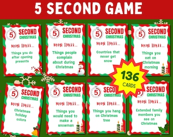 Christmas 5 Second Game | Printable Christmas Game | Christmas Activity For Kids and Adults | Christmas Party and Classroom Game
