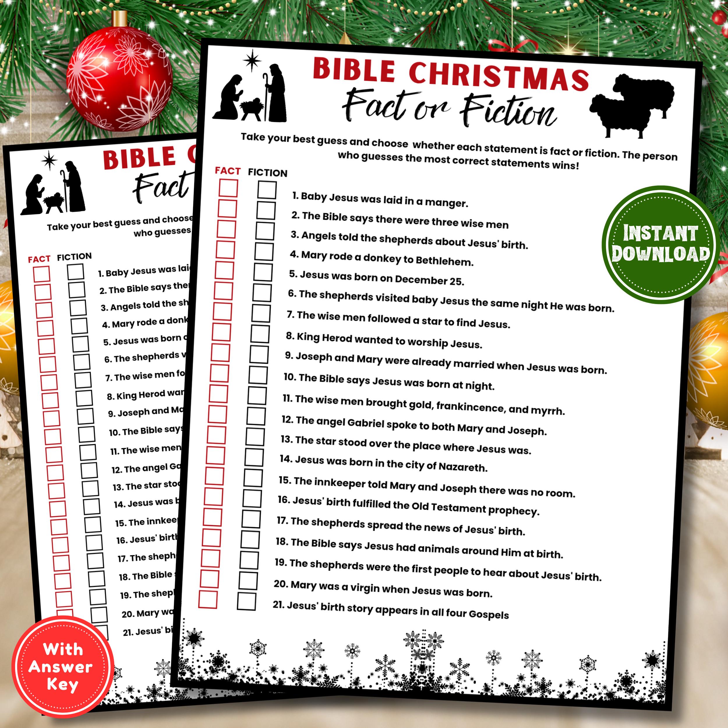 Christmas Bible Fact or Fiction Game | Printable Nativity (digital ...