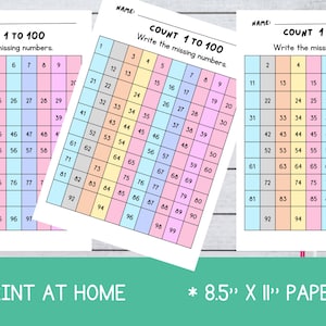 Counting Numbers 1 to 100 Printable Number Charts Numbers Activity for ...