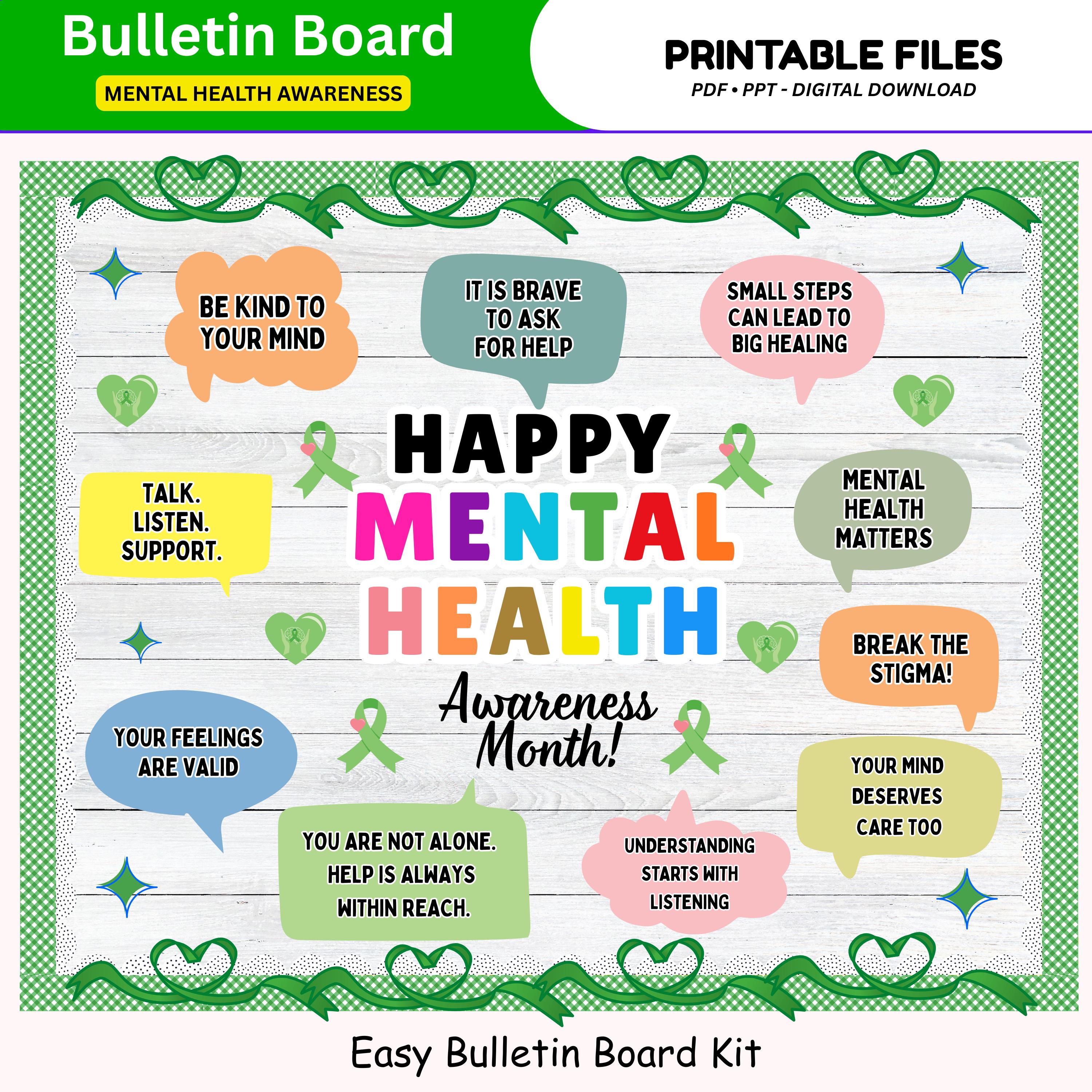 Mental Health Awareness Bulletin Board Kit: Motivational Classroom ...