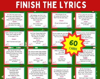 Christmas Song Finish The Lyrics Game, Christmas Finish The Song, Christmas Carol Trivia Game, Finish the Lyrics Game, Christmas Party Game