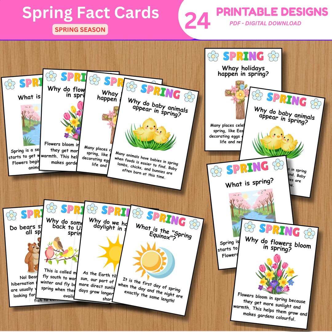 Simple Spring Fact For Reception Spring Fact Cards | Kids Learning Activities (PDF Printable) - Etsy