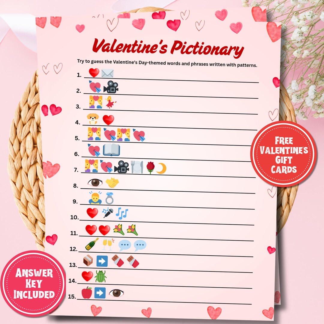Valentine Emoji Game Printable With Answers, Galentine’s Day Party Quiz ...