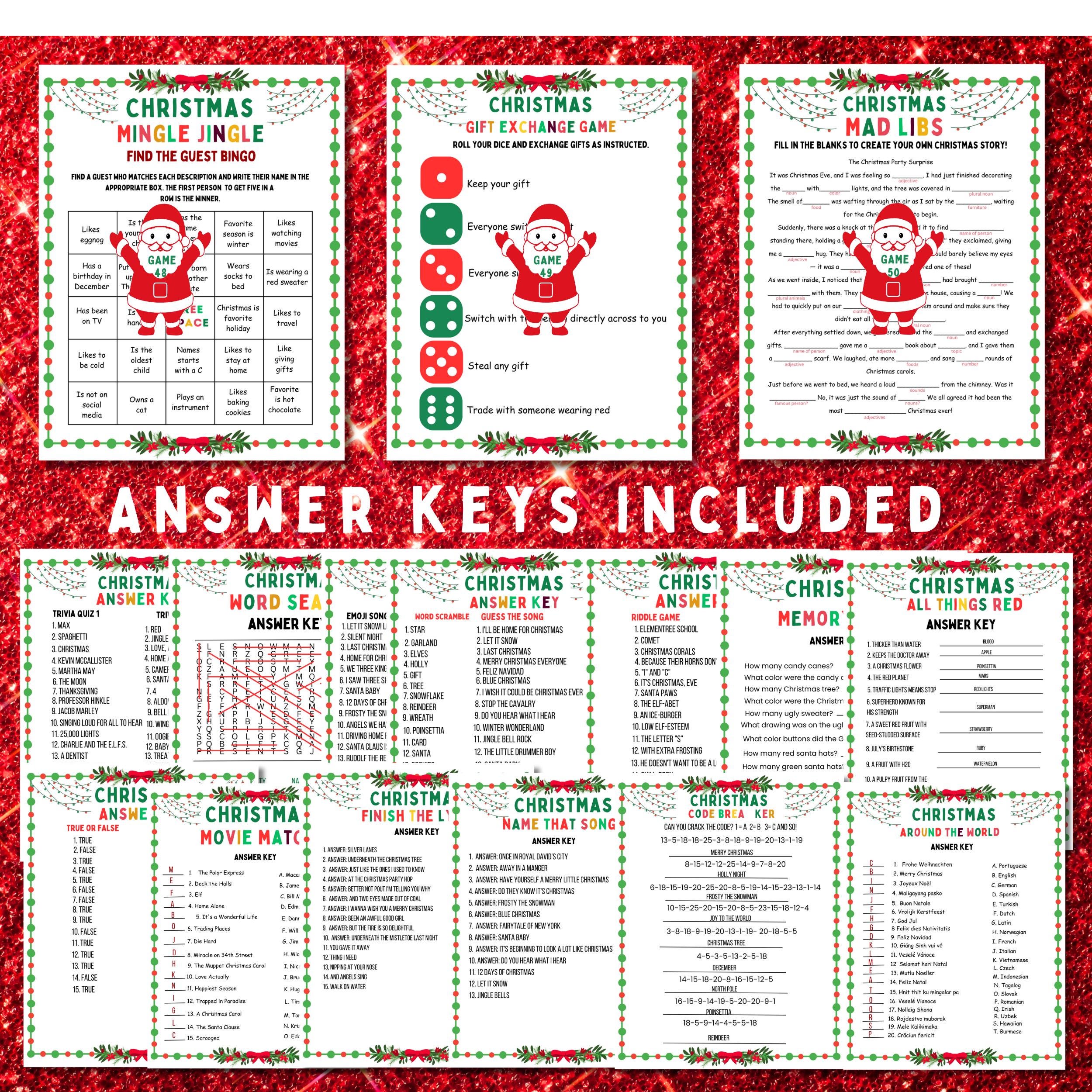 50 Christmas Games Bundle | Printable Holiday Party Games (PDF) - Etsy