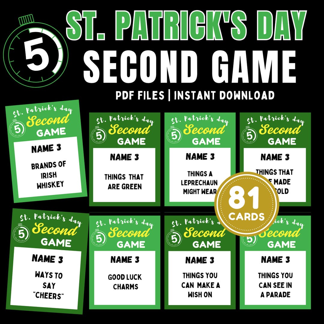 St. Patrick's Day 5 Second Game | Printable Party Activity (PDF) - Etsy