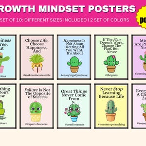 Growth Mindset Posters Classroom  Retro Motivational Brights Posters | Classroom Décor | Positive Classroom Community | Motivational Therapy